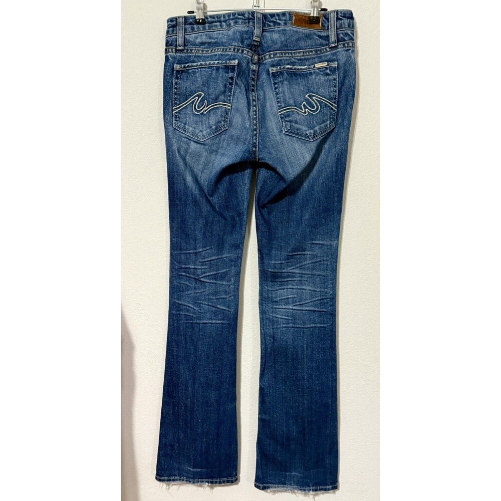 VTG Y2K Anoname Emma Midrise Bootcut Jeans Womens 27X34L Blue Distressed Western